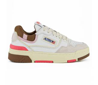 Autry sneakers donna Clc Low in pelle bianca, marrone e rosa