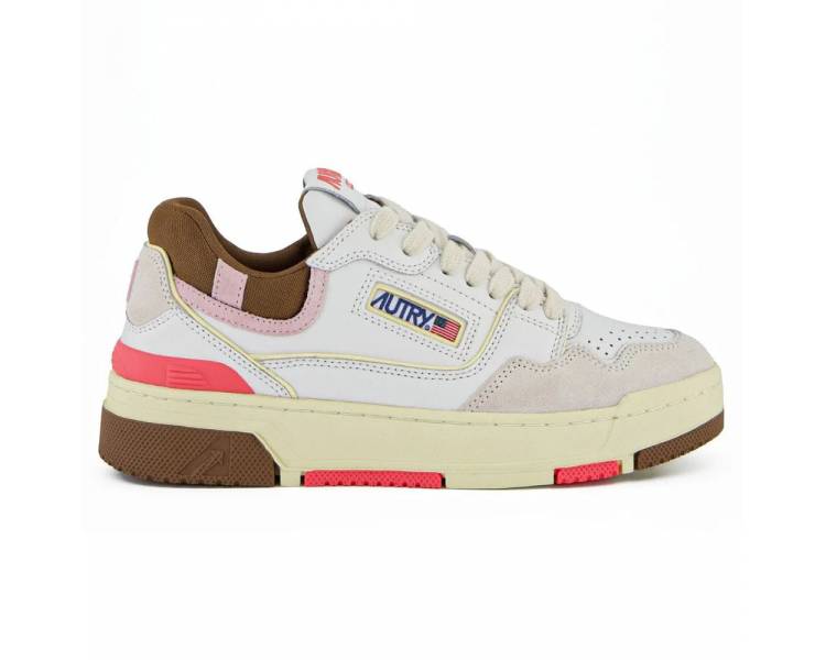 Autry sneakers donna Clc Low in pelle bianca, marrone e rosa