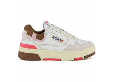 Autry sneakers donna Clc Low in pelle bianca, marrone e rosa