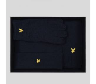 Lyle & Scott Set regalo sciarpa e berretto in blu da uomo